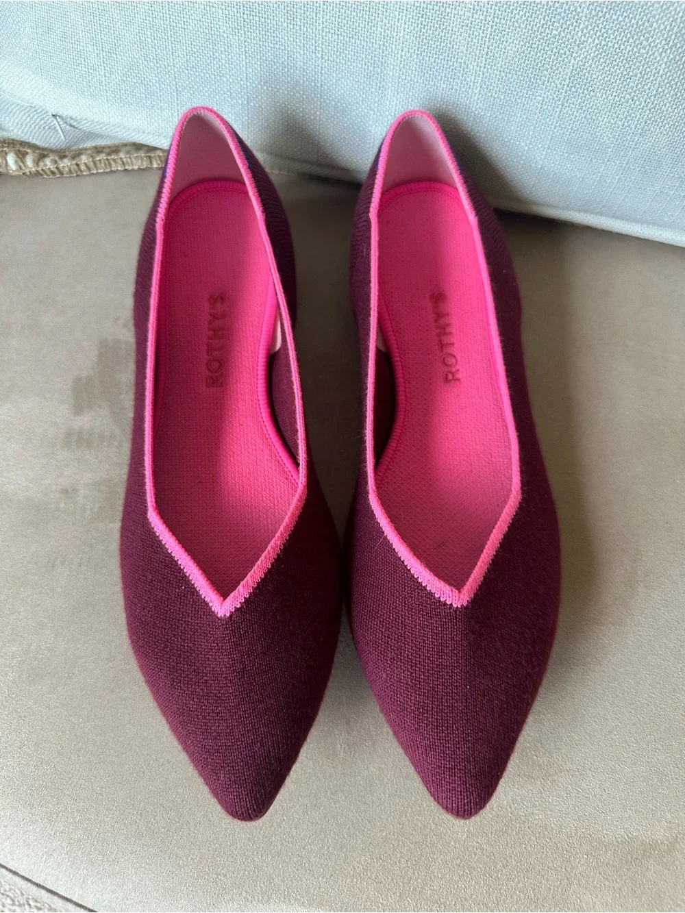 Rothy's The Point Ballet Flat Slip-On Merino Wool Currant Pink Size 9.5